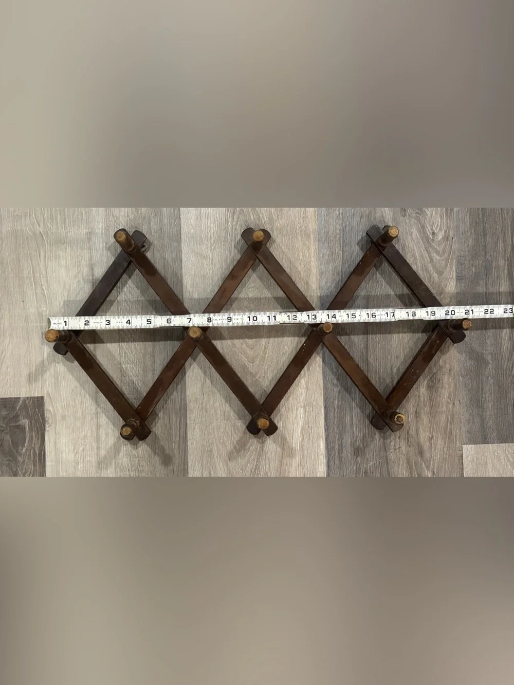 Vintage Rustic Brown Expandable Wood Wall Rack - Home Wall Decor